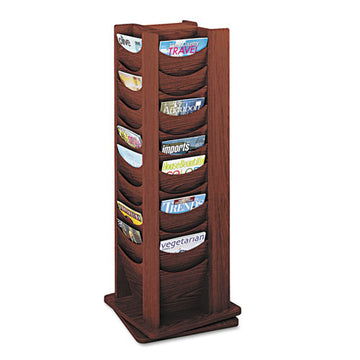 Safco® Rotary Display, 48 Compartments, 17.75w X 17.75d X 49.5h, Mahogany freeshipping - TVN Wholesale